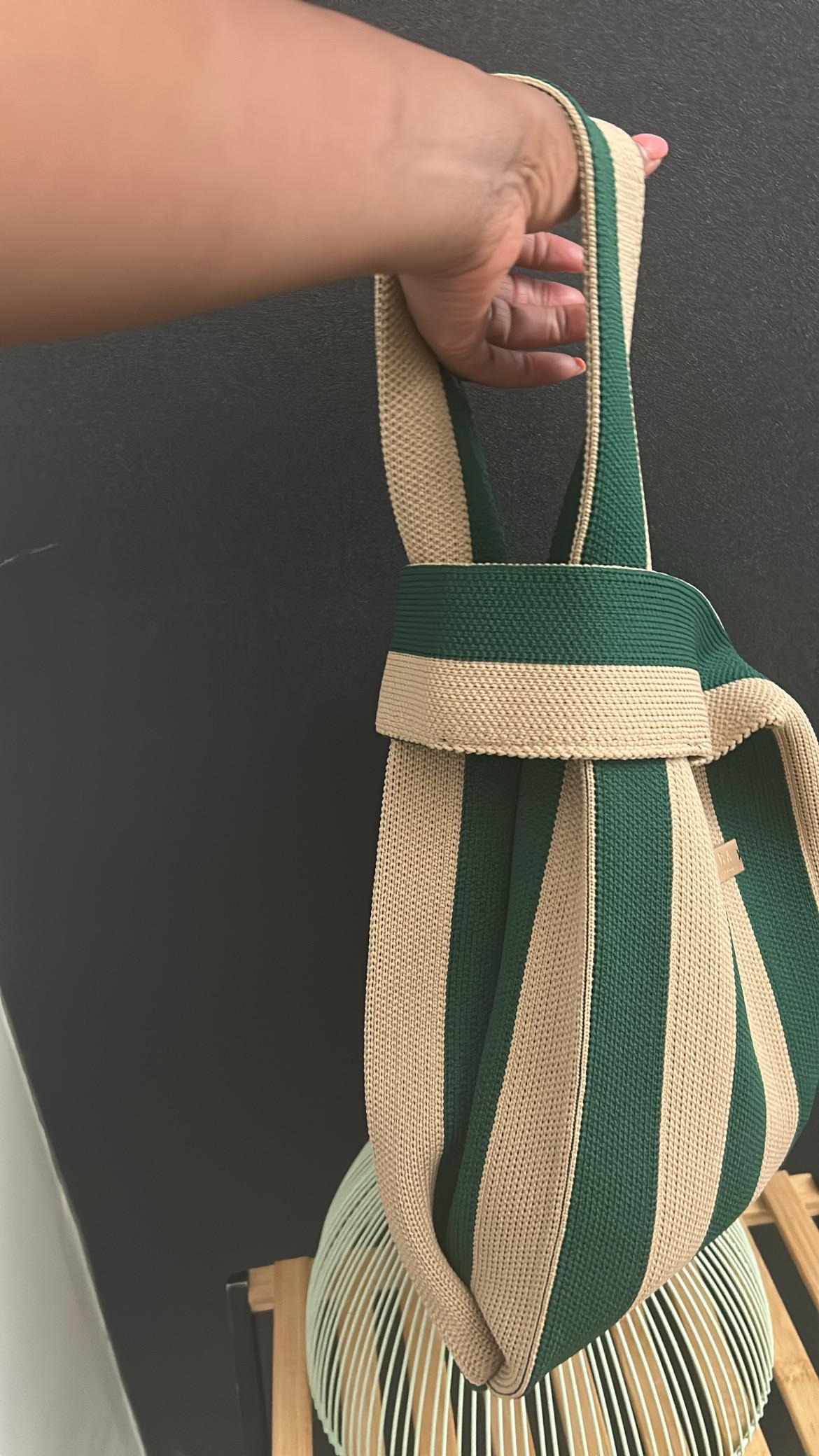 Beige and Avo Stripped Siba Tote