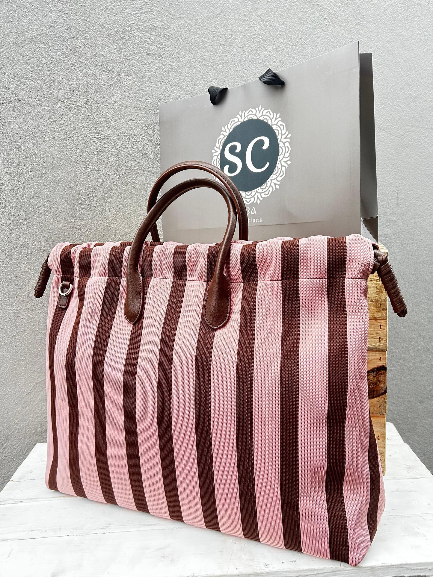*Siba Collections SC Stripe Cinch Tote