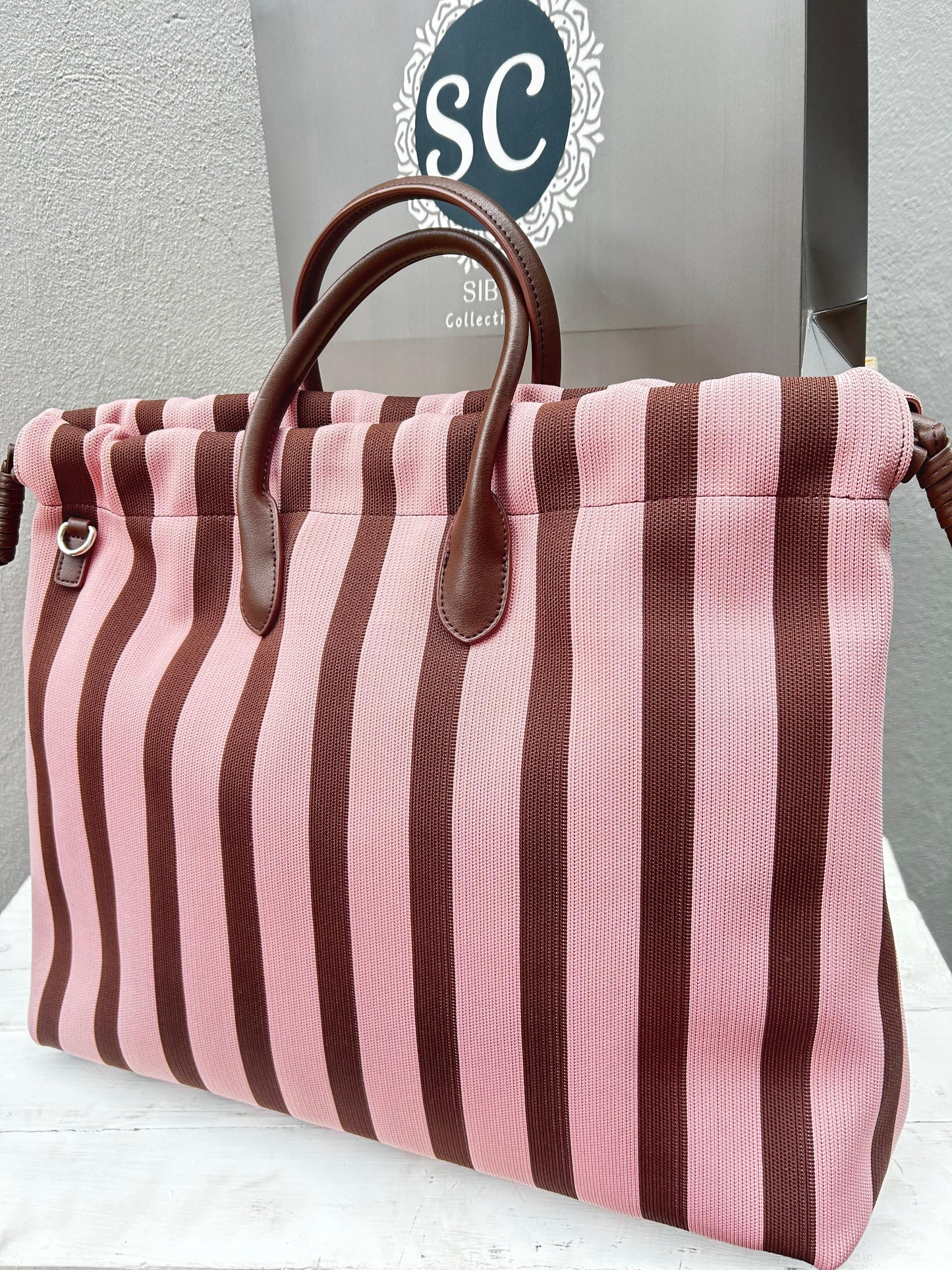 *Siba Collections SC Stripe Cinch Tote
