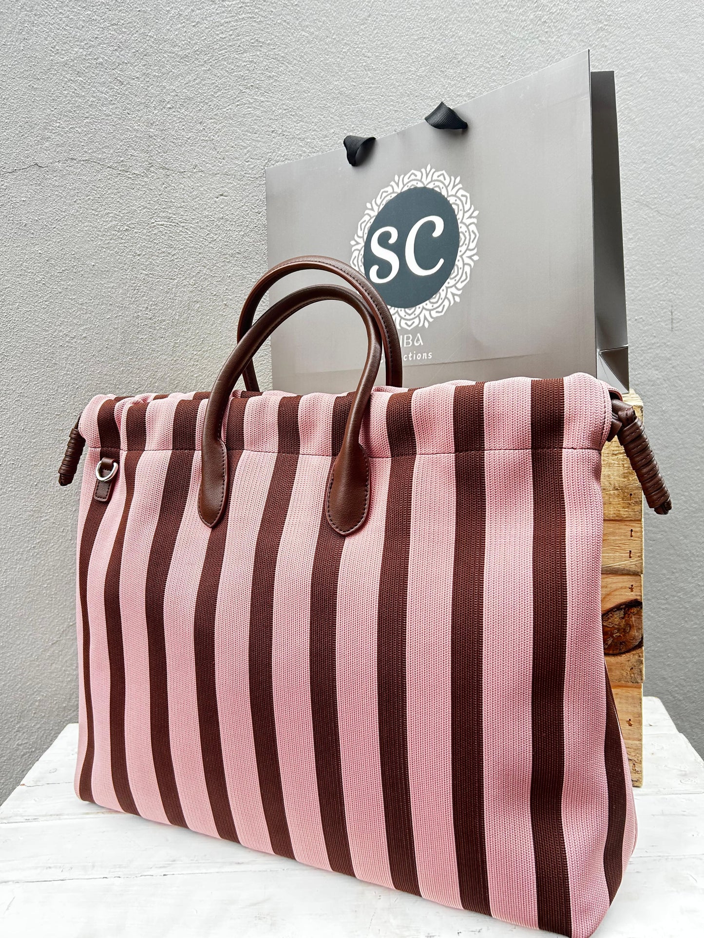 *Siba Collections SC Stripe Cinch Tote