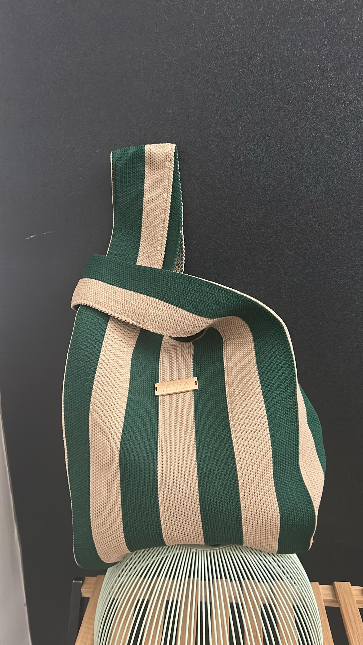 Beige and Avo Stripped Siba Tote