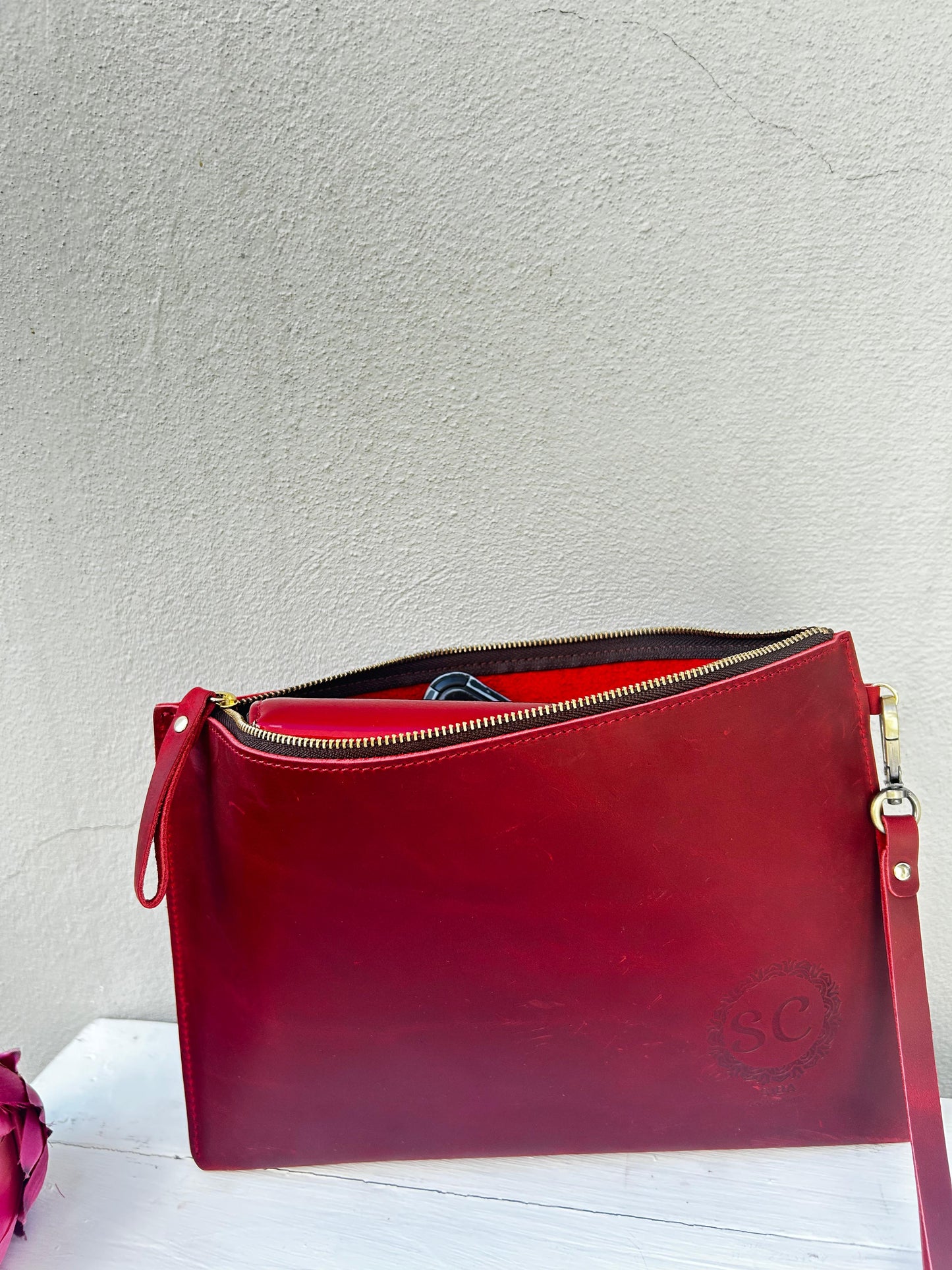Siba Collections SC Signature Leather Clutch