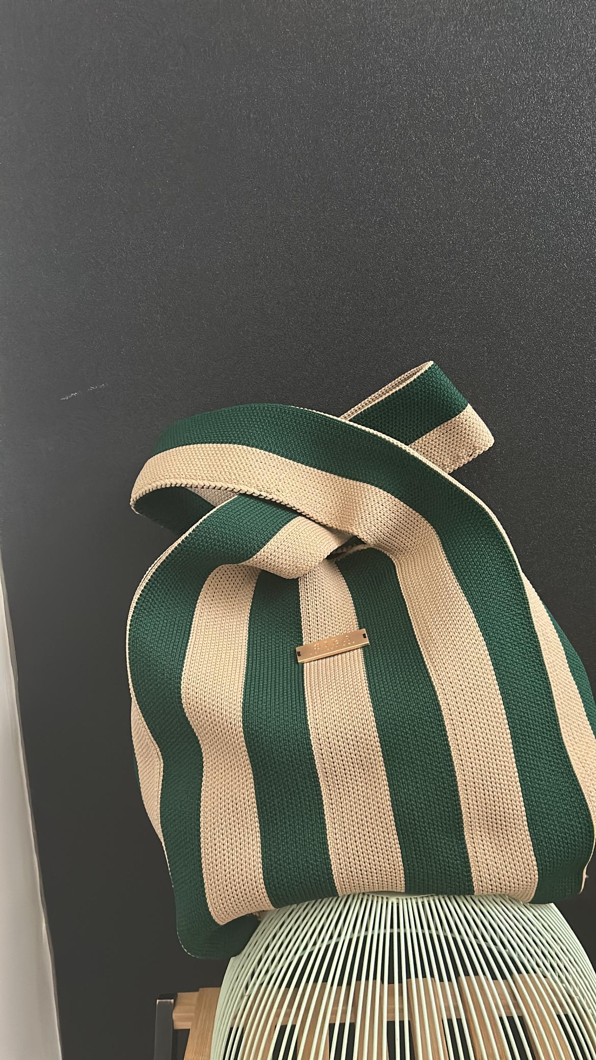 Beige and Avo Stripped Siba Tote