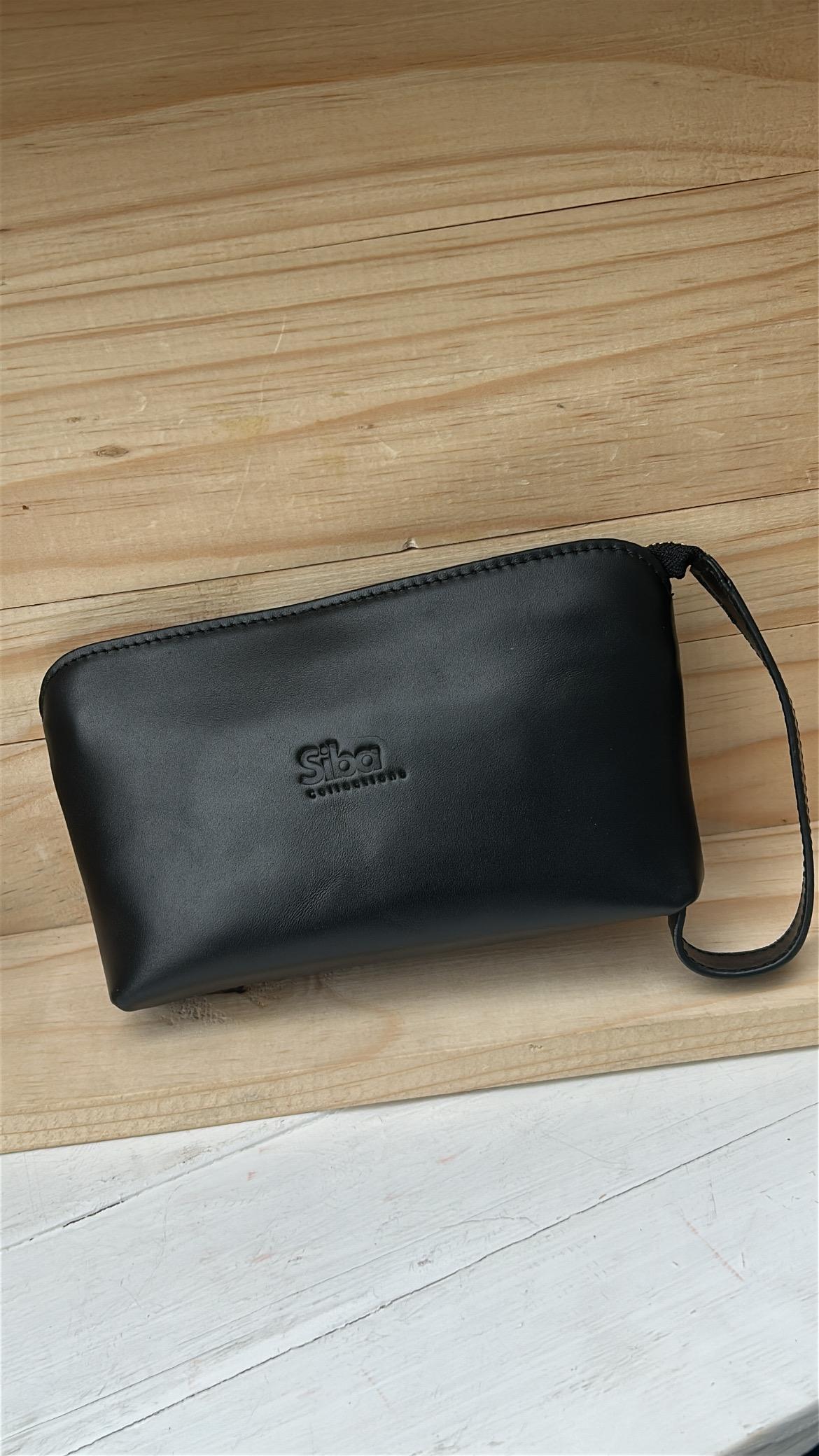 Siba Collections Leather Wristlet Pouch (Black/Teal)
