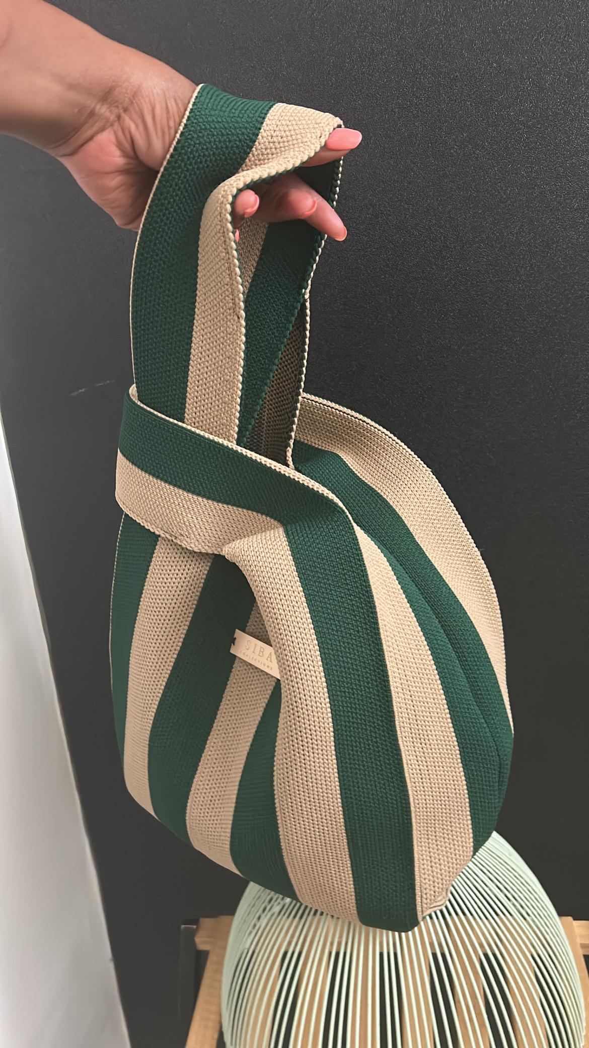 Beige and Avo Stripped Siba Tote